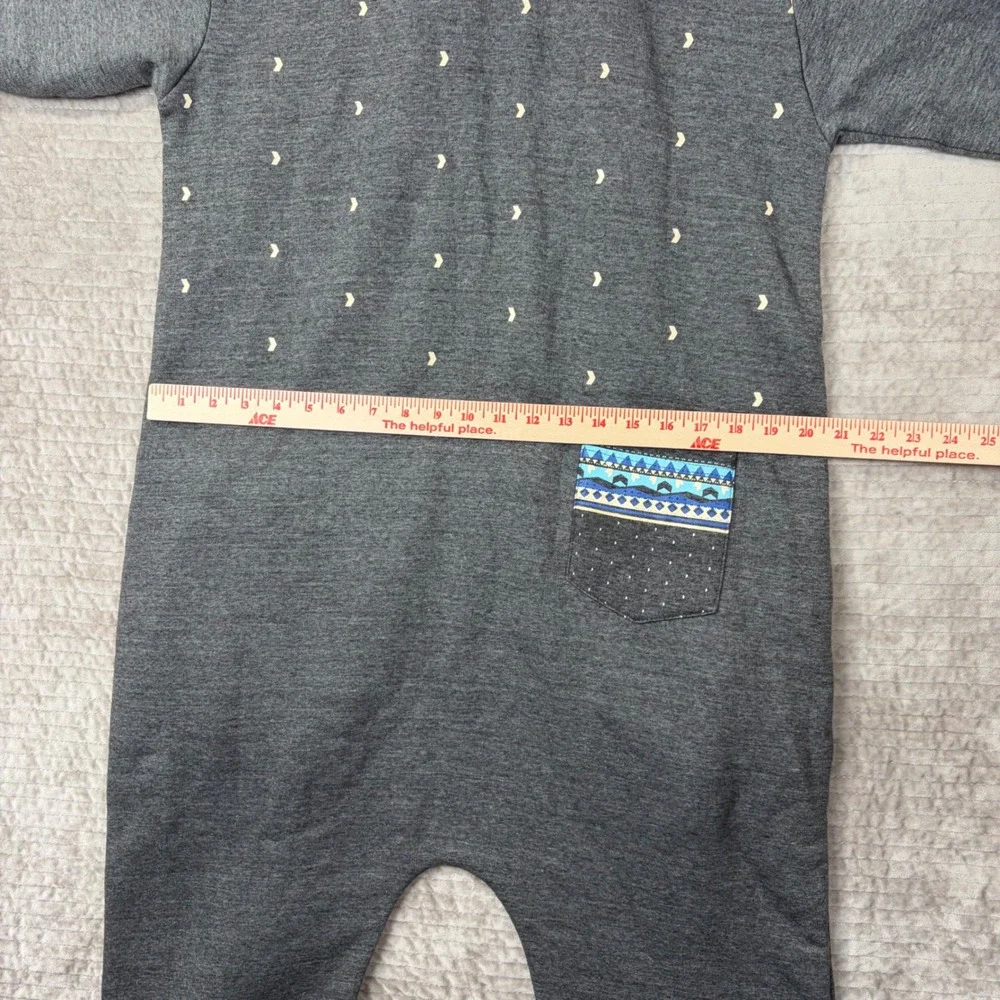 SkylineWears Mens Hooded Jumpsuit Charcoal Gray Tribal Geometric‎ Print Size M